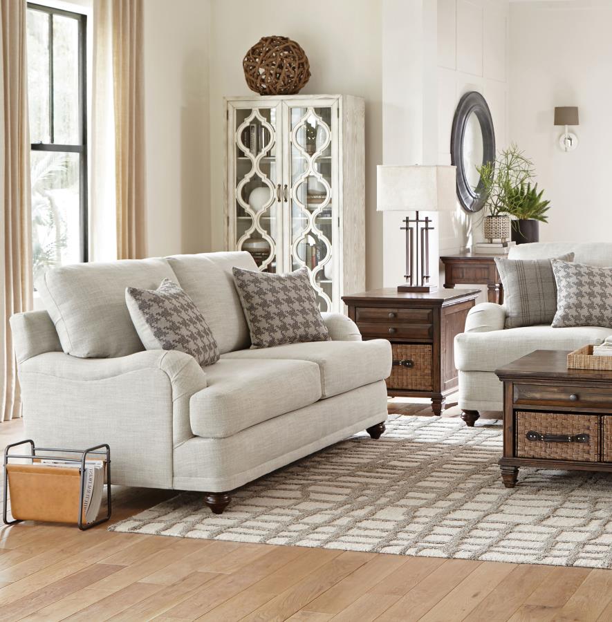 (image for) Glenn Upholstered English Arm Loveseat Light Grey and Grey