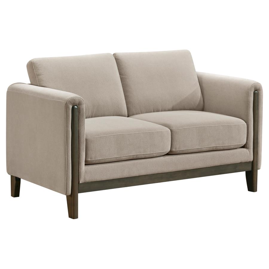 (image for) Islington Fabric Upholstered Panel Arm Loveseat Taupe
