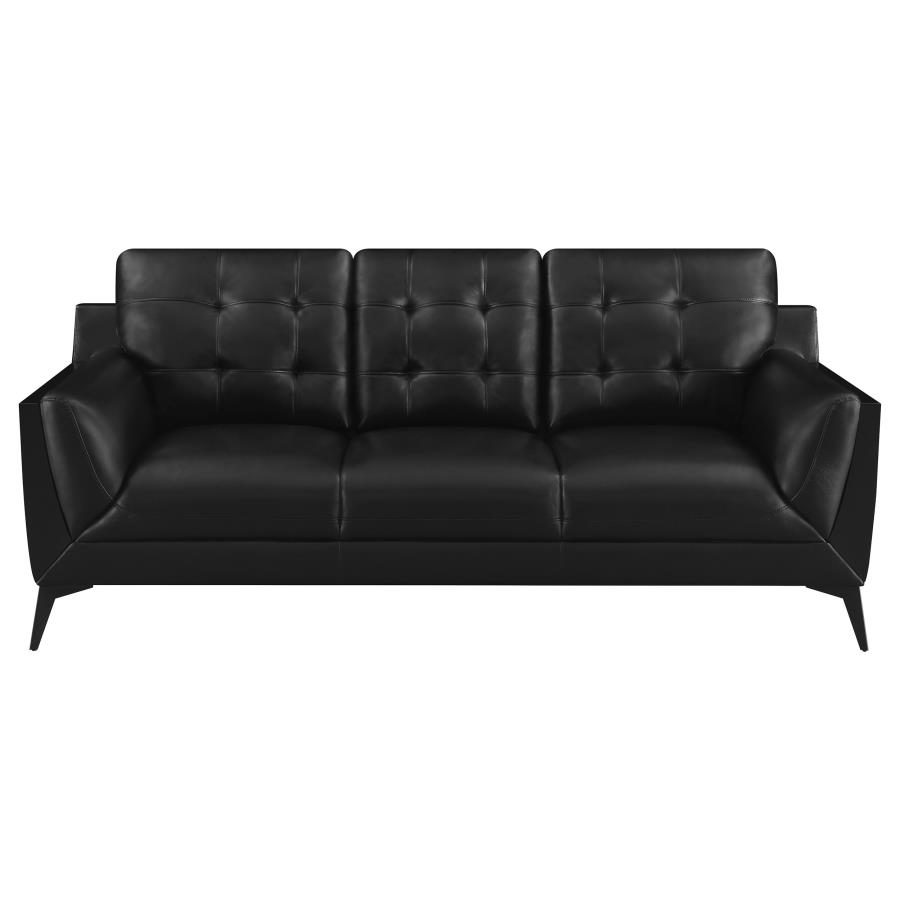 (image for) Moira 2-piece Upholstered Wedge Arm Tufted Sofa Set Black