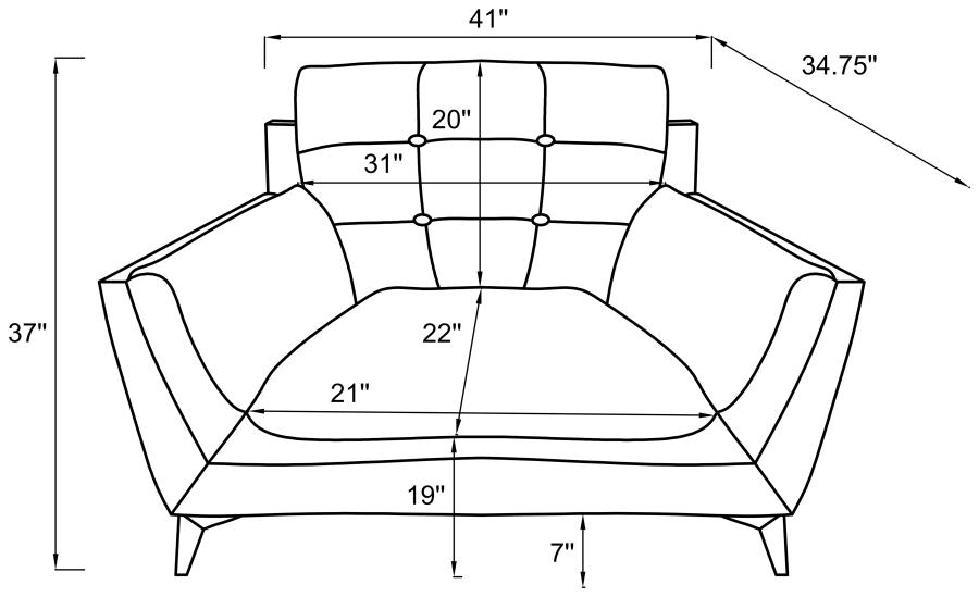 (image for) Moira 3-piece Upholstered Wedge Arm Tufted Sofa Set Black