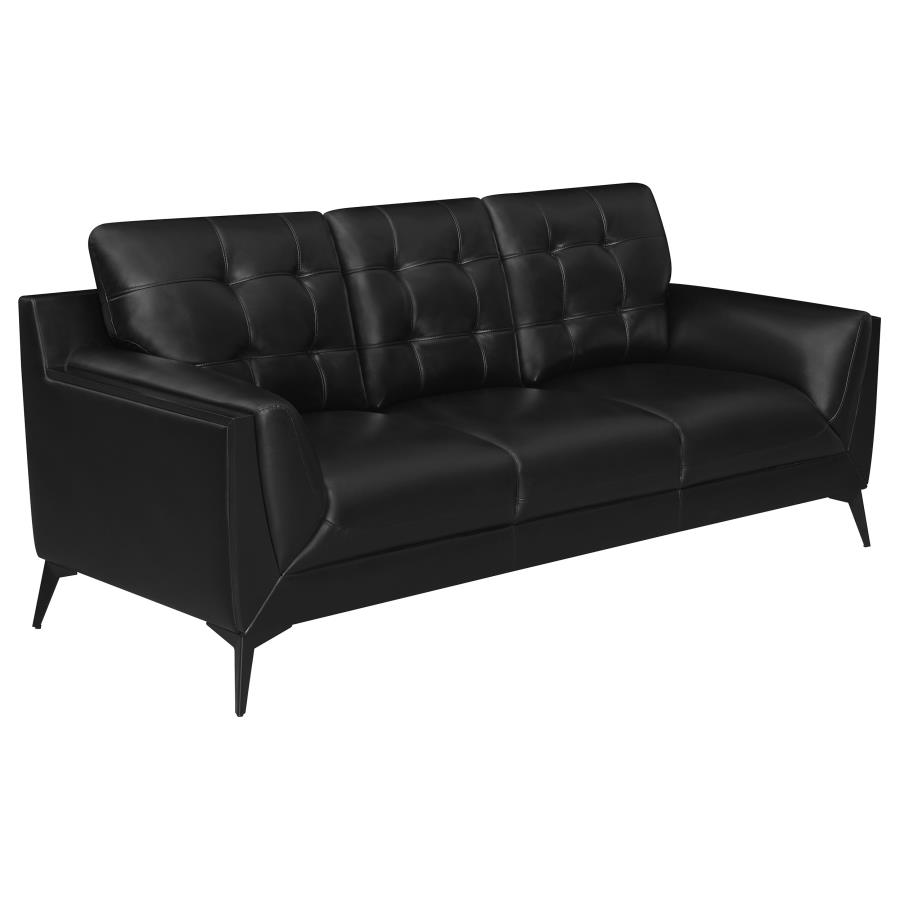 (image for) Moira Upholstered Wedge Arm Tufted Sofa Black - Click Image to Close