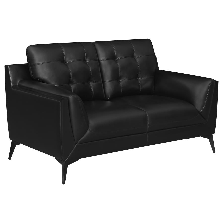 (image for) Moira Upholstered Wedge Arm Tufted Loveseat Black