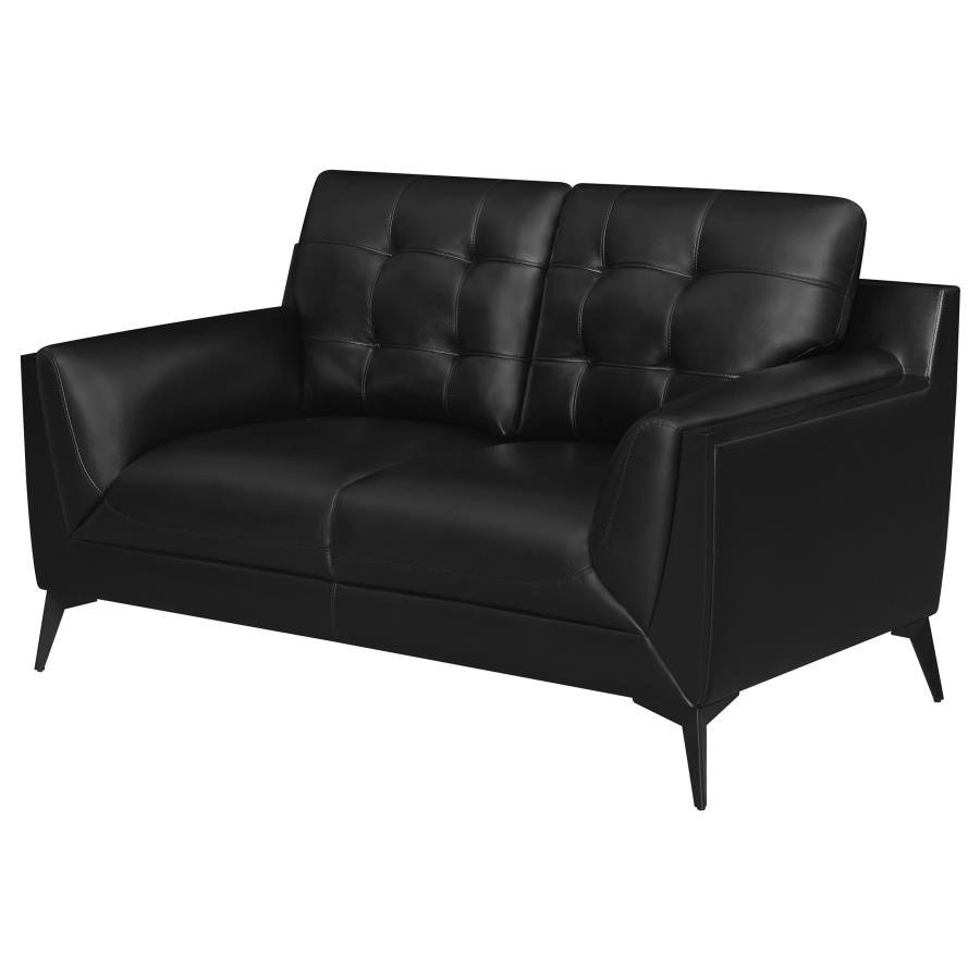 (image for) Moira Upholstered Wedge Arm Tufted Loveseat Black