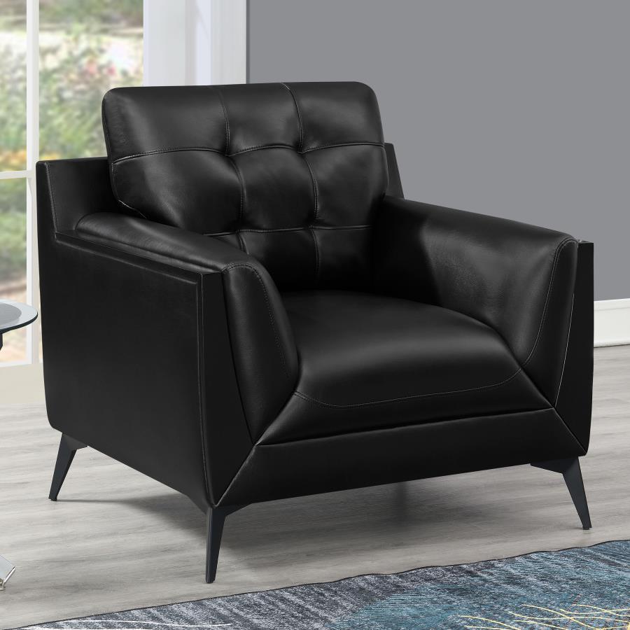 (image for) Moira Upholstered Wedge Arm Tufted Accent Chair Black