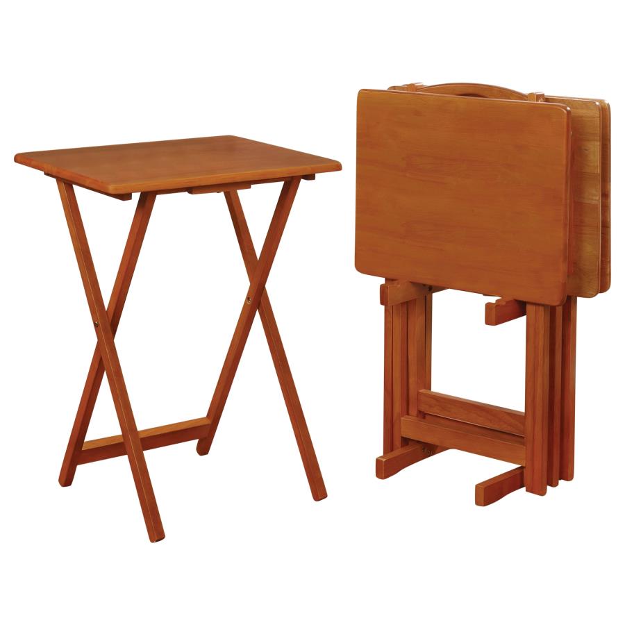 (image for) Donna 4-piece TV Tray Table Set with Stand Golden Brown