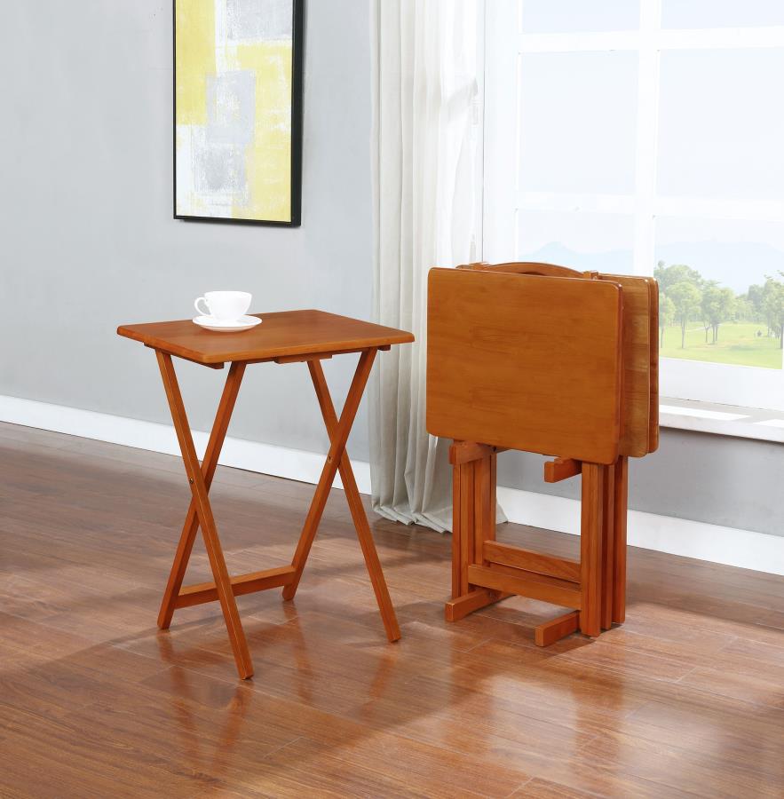 (image for) Donna 4-piece TV Tray Table Set with Stand Golden Brown