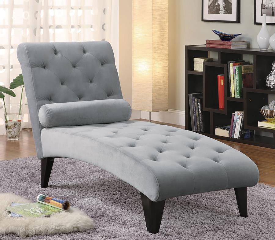 (image for) Daniel Upholstered Tufted Chaise with Pillow Grey