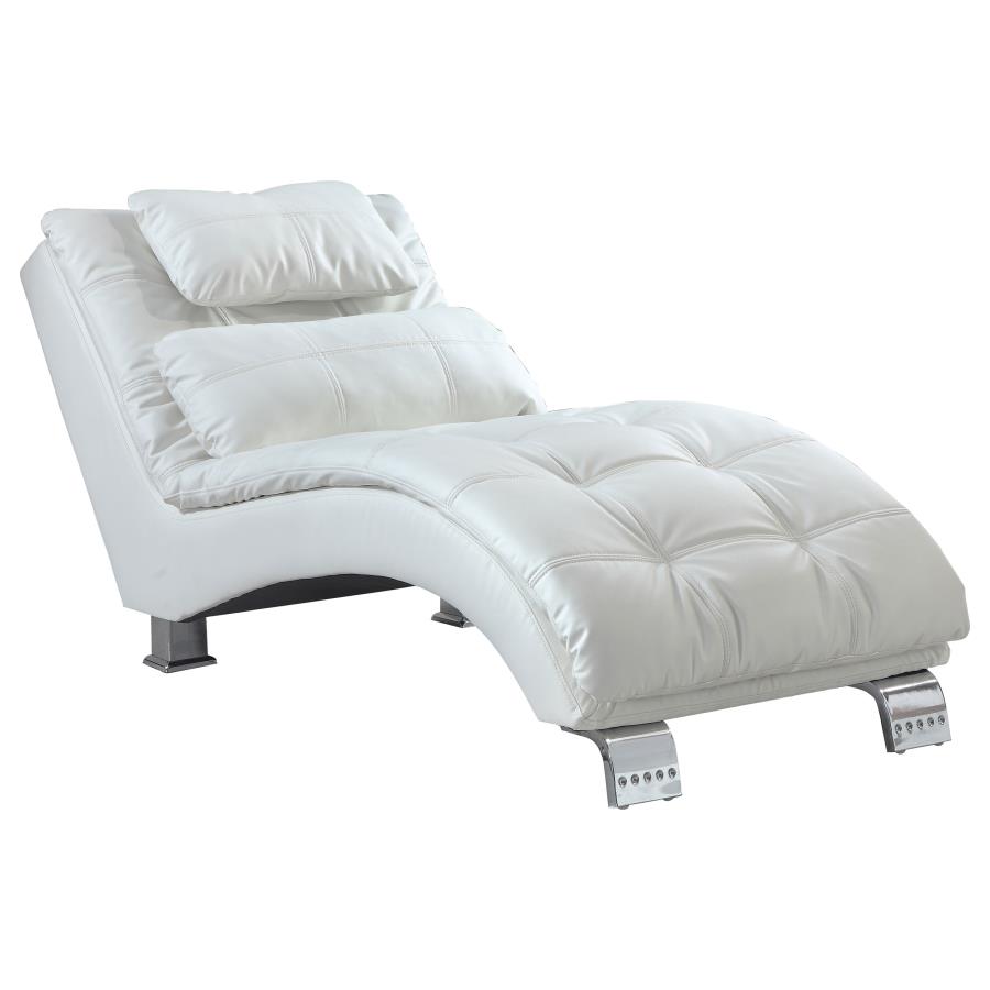 (image for) Dilleston Faux Leather Upholstered Tufted Chaise White - Click Image to Close