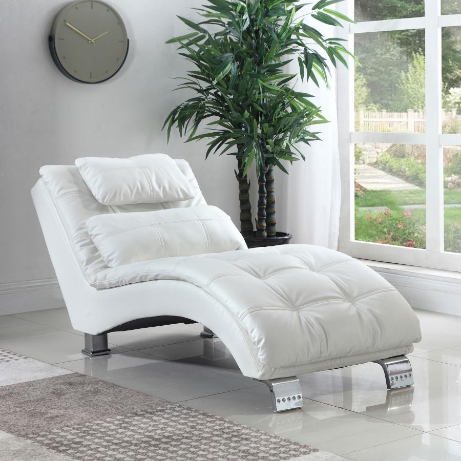 (image for) Dilleston Faux Leather Upholstered Tufted Chaise White