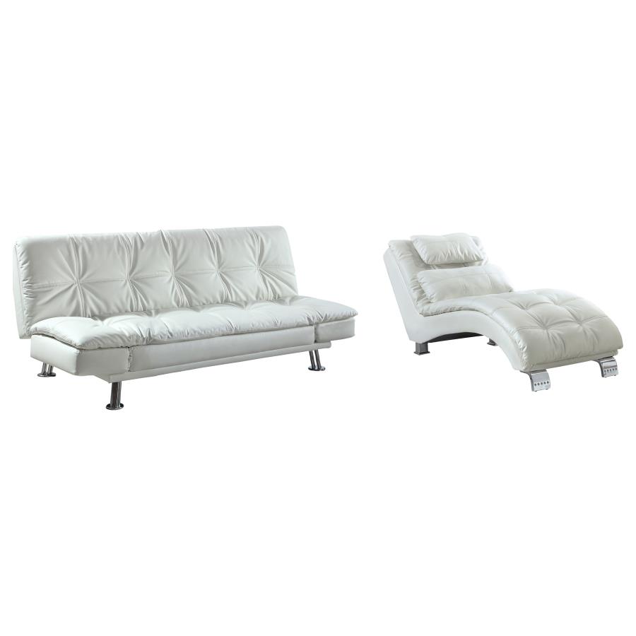 (image for) Dilleston Faux Leather Upholstered Tufted Chaise White