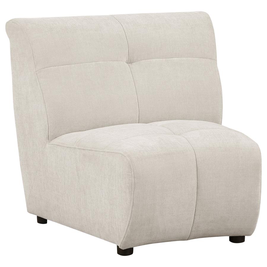 (image for) Charlotte Upholstered Curved Armless Chair Ivory - Click Image to Close