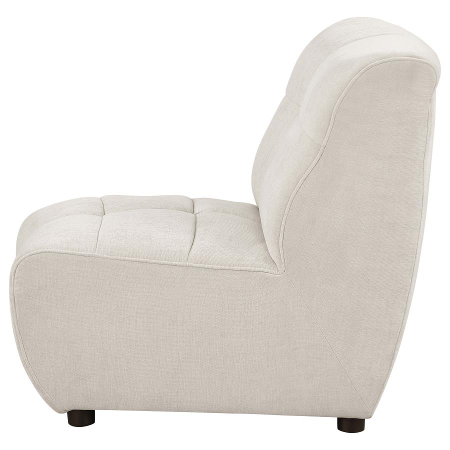 (image for) Charlotte Upholstered Curved Armless Chair Ivory