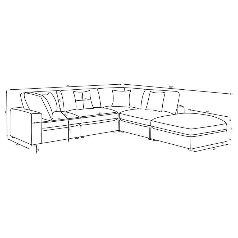 (image for) Serene 5-piece Upholstered Modular Sectional Sofa Beige