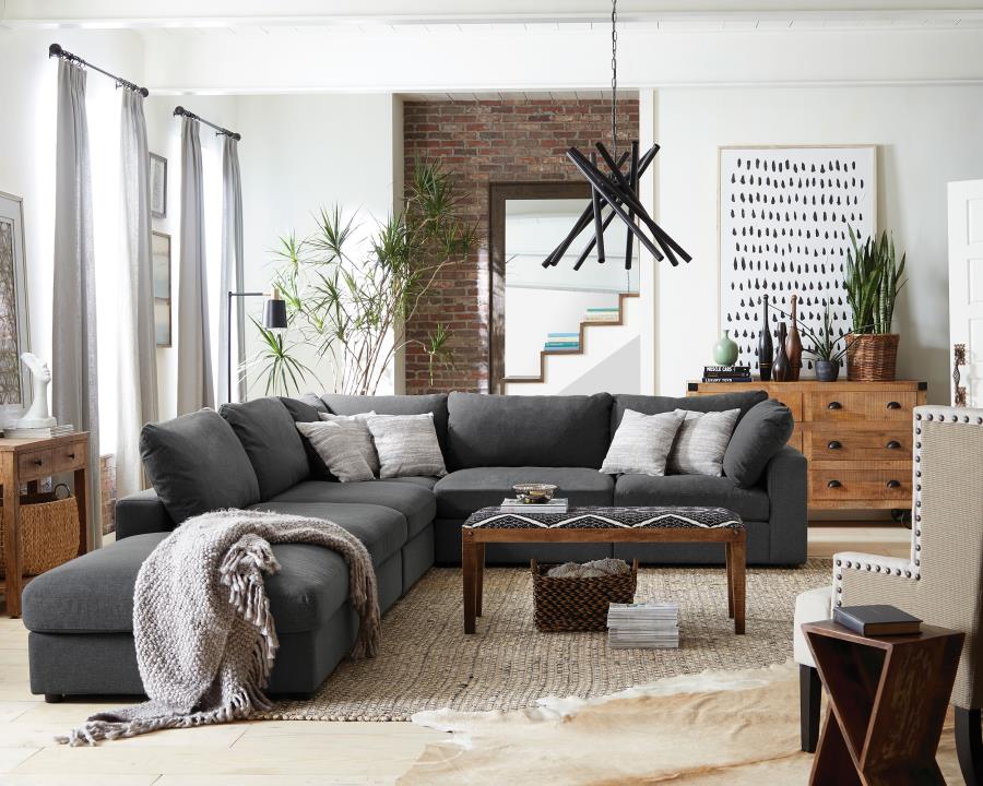 (image for) Serene 6-piece Upholstered Modular Sectional Sofa Charcoal