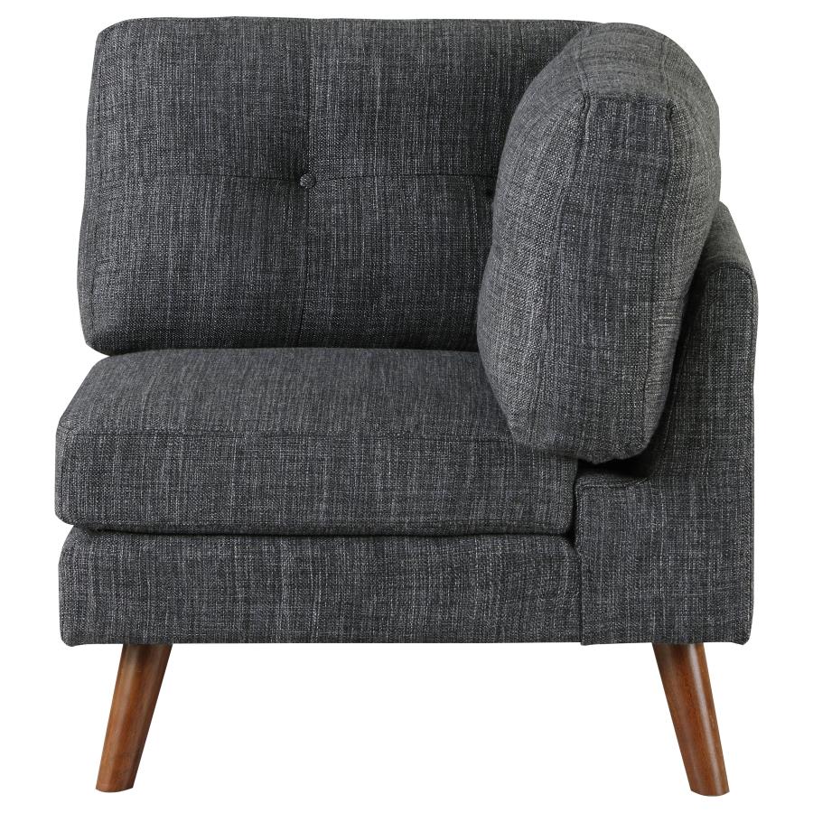 (image for) Churchill Tufted Cushion Back Corner Dark Grey and Walnut