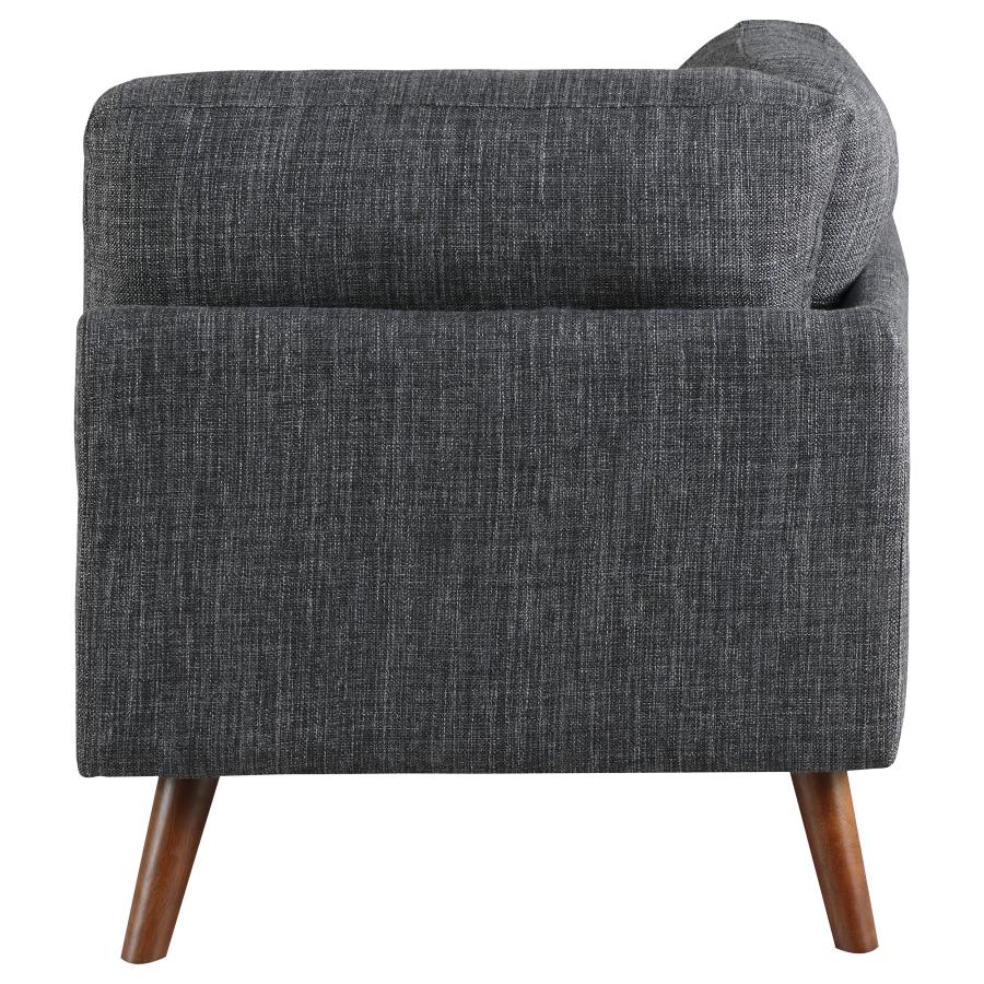 (image for) Churchill Tufted Cushion Back Corner Dark Grey and Walnut