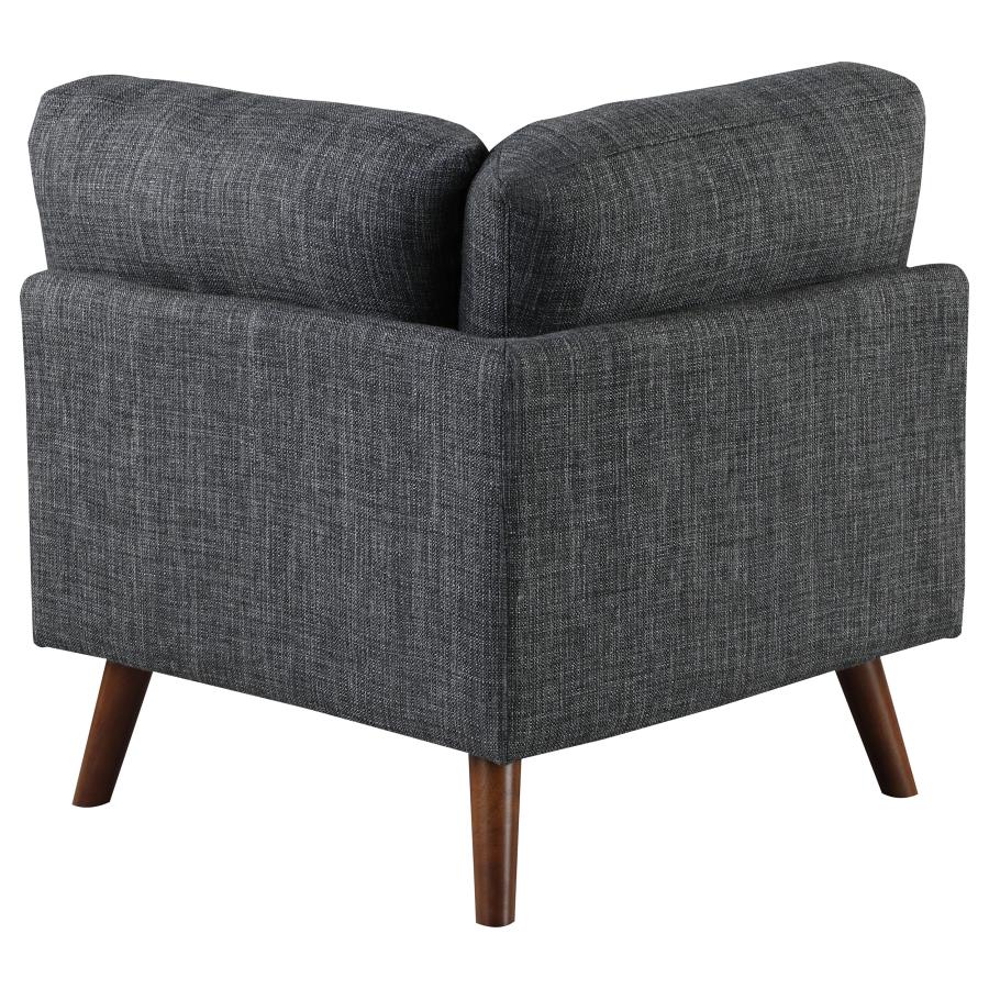 (image for) Churchill Tufted Cushion Back Corner Dark Grey and Walnut