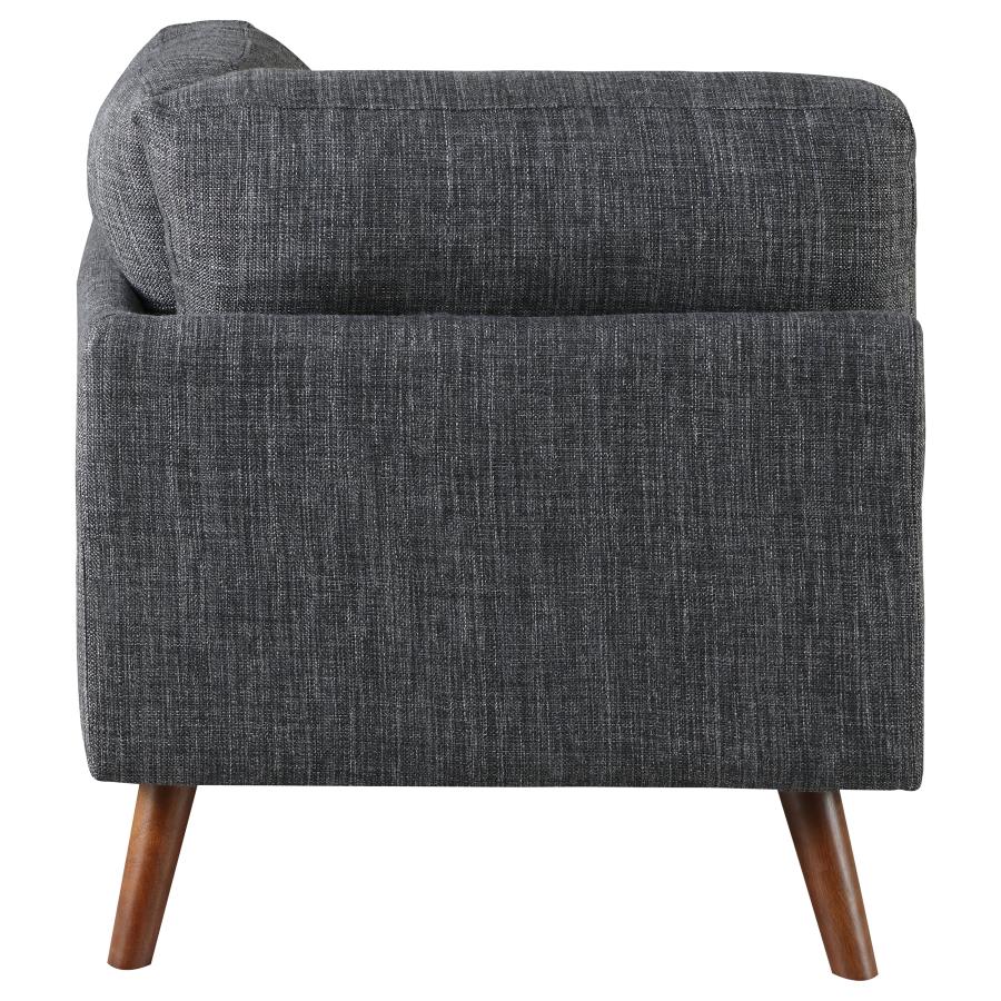 (image for) Churchill Tufted Cushion Back Corner Dark Grey and Walnut