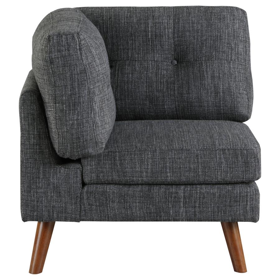 (image for) Churchill Tufted Cushion Back Corner Dark Grey and Walnut