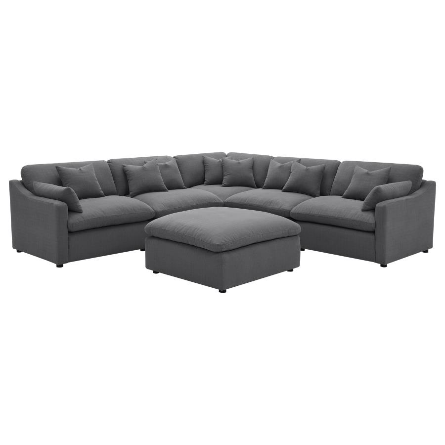 (image for) Hobson 6-piece Upholstered Modular Sectional Sofa Charcoal