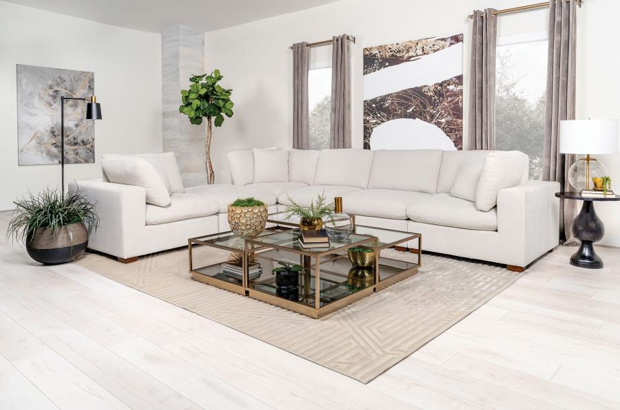 (image for) Lakeview 5-piece Upholstered Modular Sectional Sofa Ivory - Click Image to Close