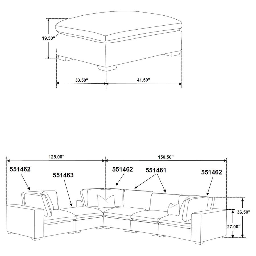 (image for) Lakeview Rectangular Upholstered Ottoman Ivory