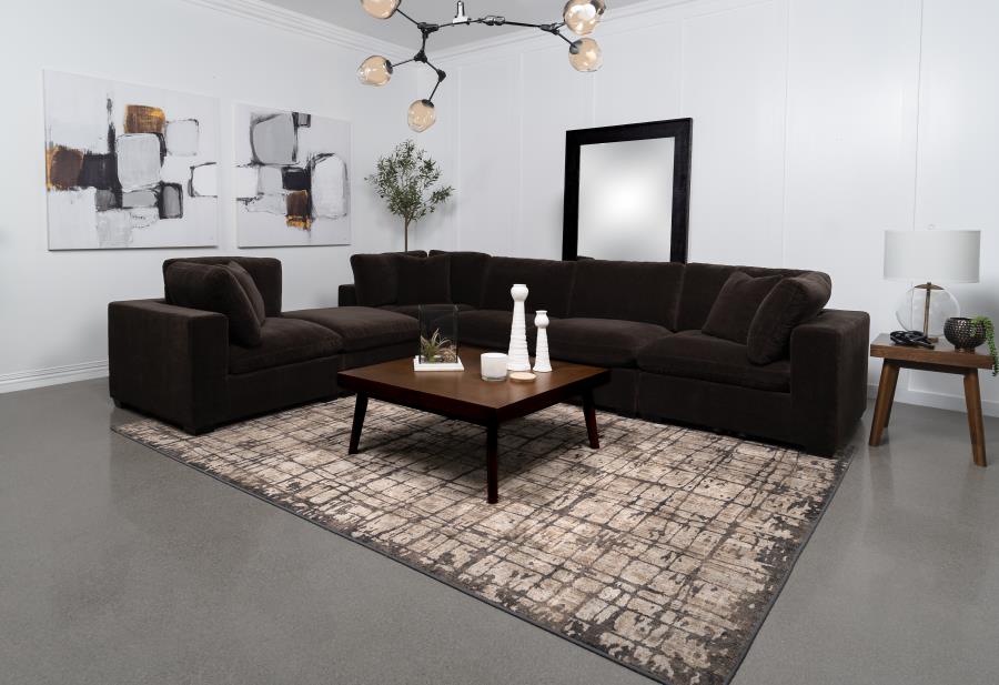 (image for) Lakeview 6-piece Upholstered Modular Sectional Chocolate