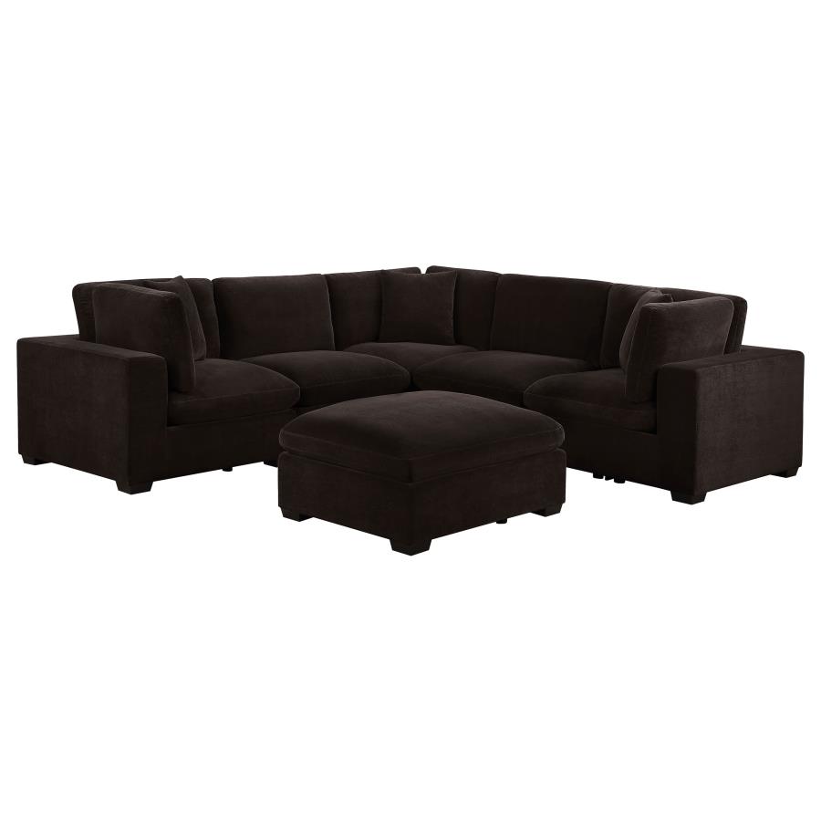 (image for) Lakeview 5-piece Upholstered Modular Sectional Chocolate