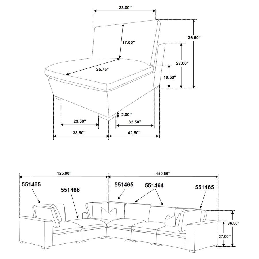 (image for) Lakeview Upholstered Armless Chair Dark Chocolate