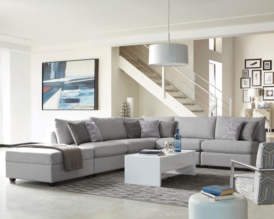 (image for) Cambria 4-piece Upholstered Modular Sectional Sofa Grey