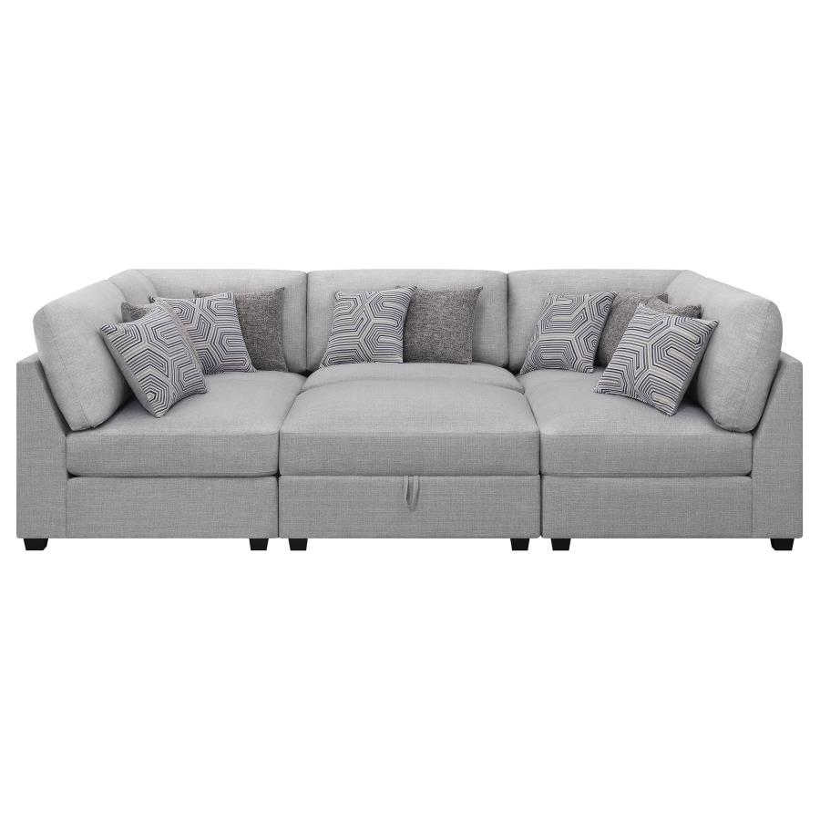 (image for) Cambria 6-piece Upholstered Modular Sectional Sofa Grey