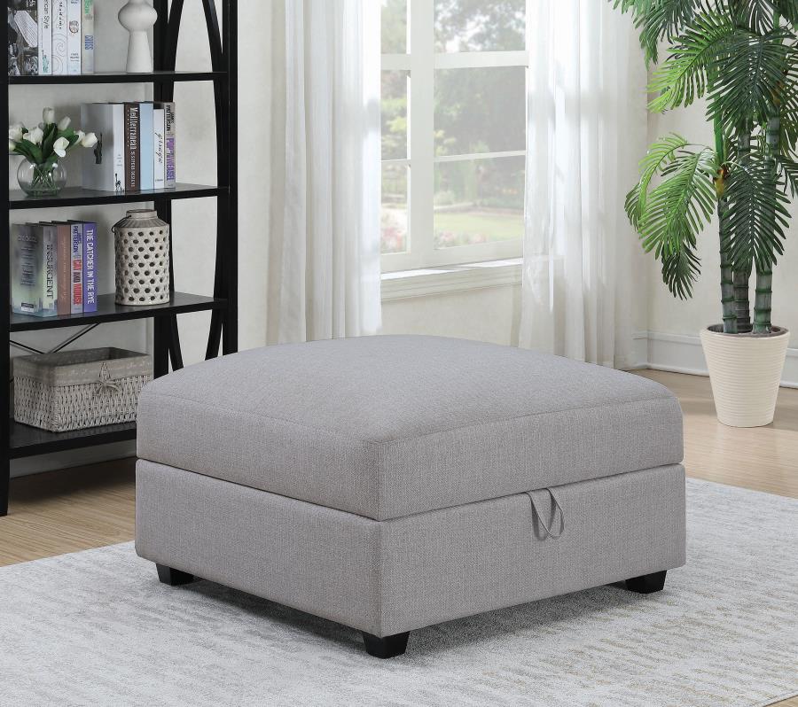 (image for) Cambria Square Upholstered Storage Ottoman Grey