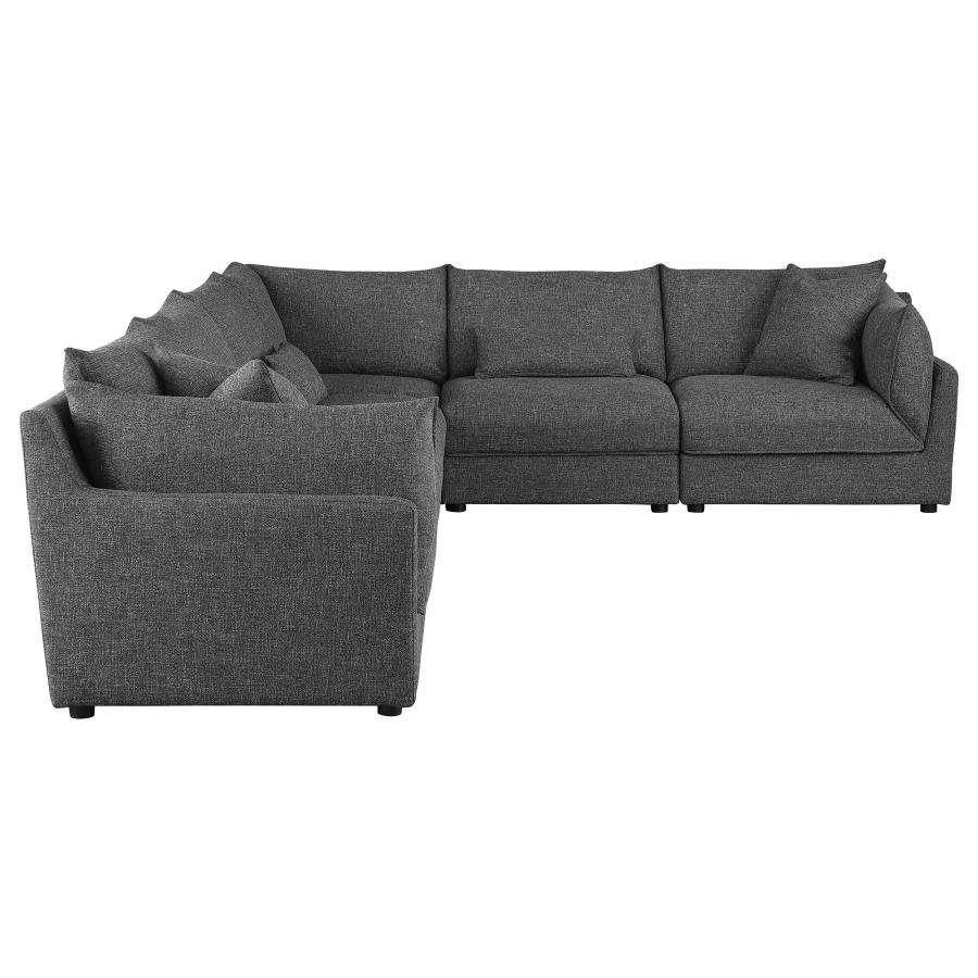 (image for) Sasha 6-Piece Upholstered Modular Sectional Barely Black