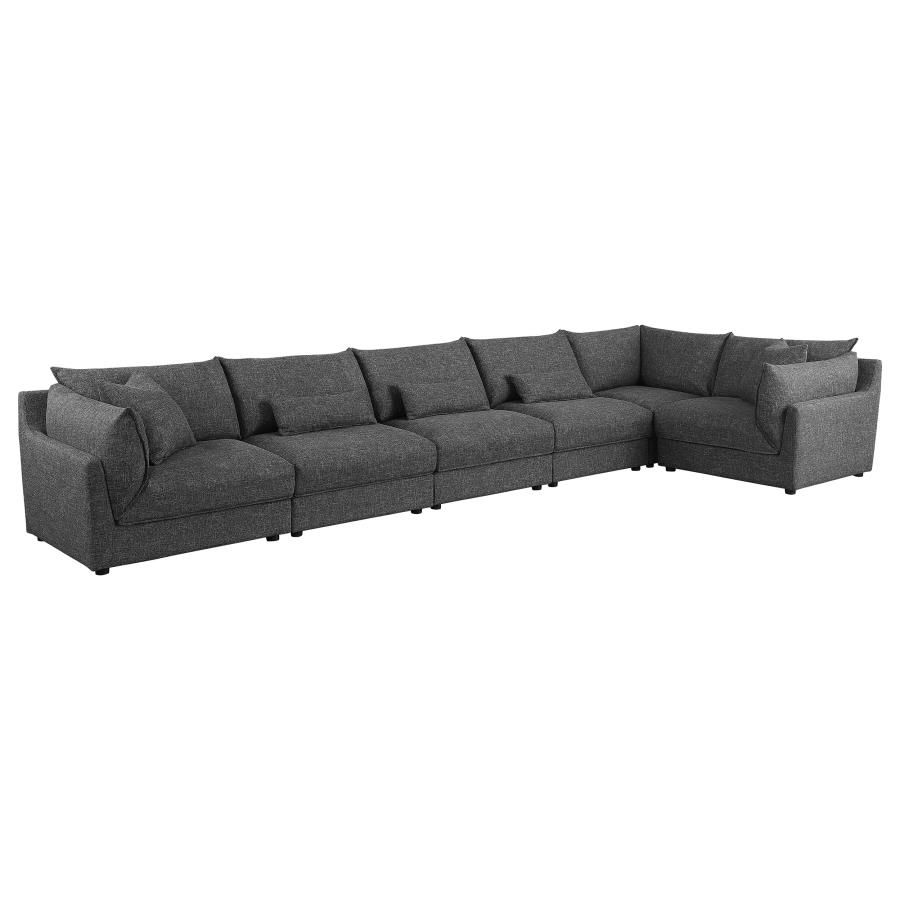 (image for) Sasha 6-Piece Upholstered Modular Sectional Barely Black