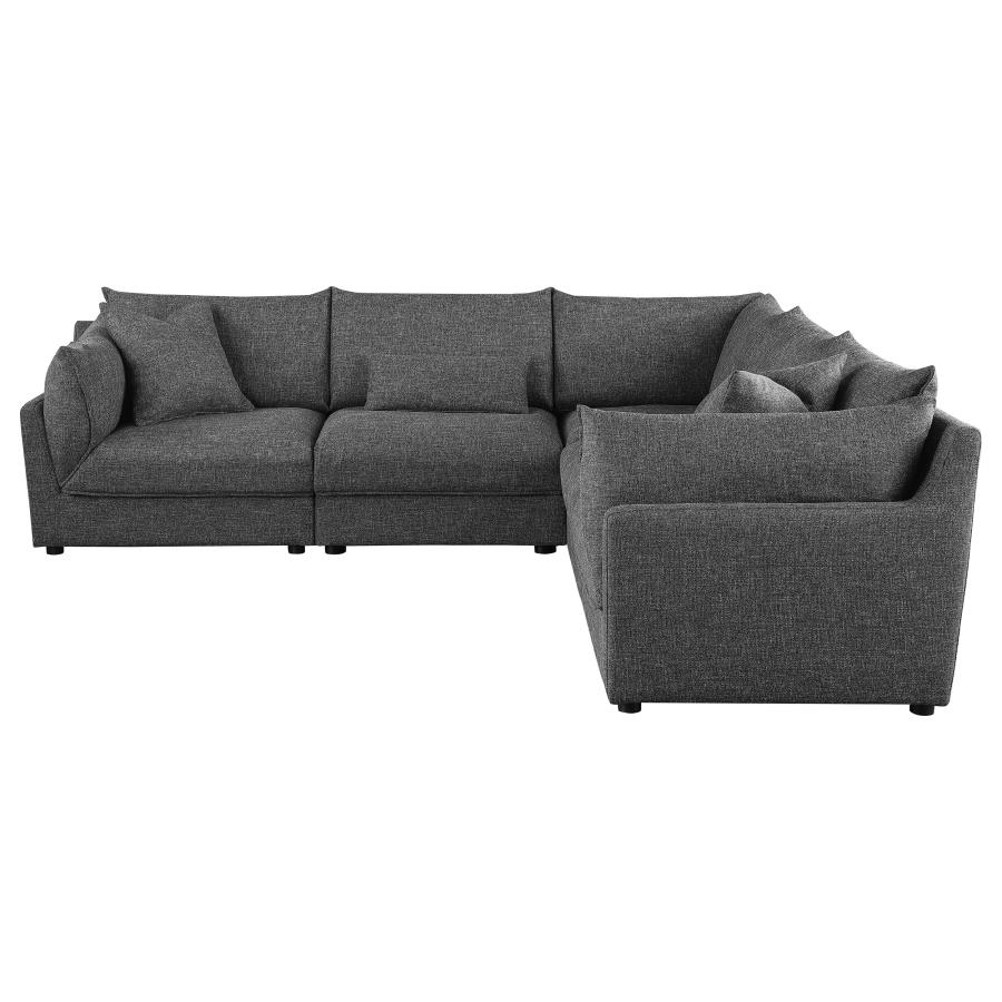 (image for) Sasha 5-piece Upholstered Modular Sectional Barely Black