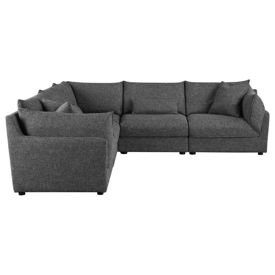 (image for) Sasha 5-piece Upholstered Modular Sectional Barely Black