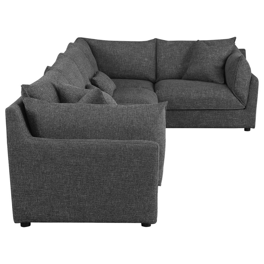 (image for) Sasha 5-piece Upholstered Modular Sectional Barely Black