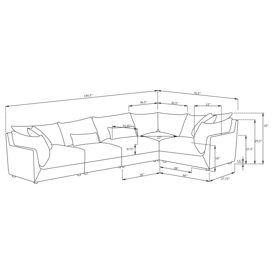 (image for) Sasha 5-piece Upholstered Modular Sectional Barely Black