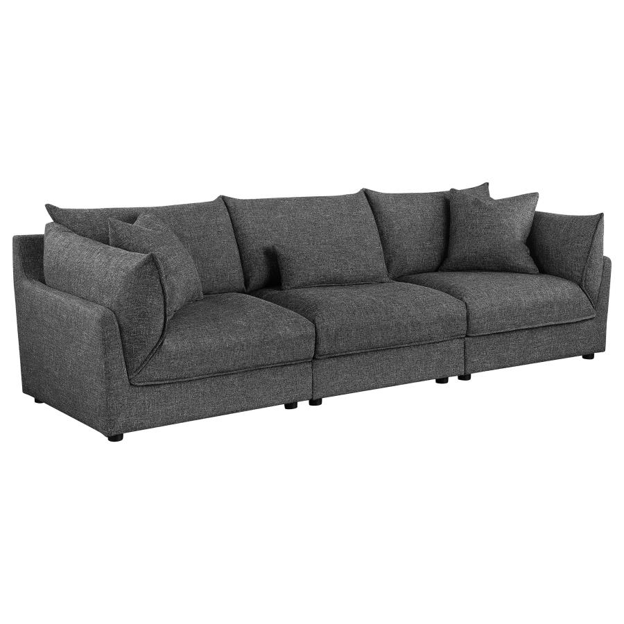 (image for) Sasha 3-Piece Upholstered Sofa Barely Black - Click Image to Close