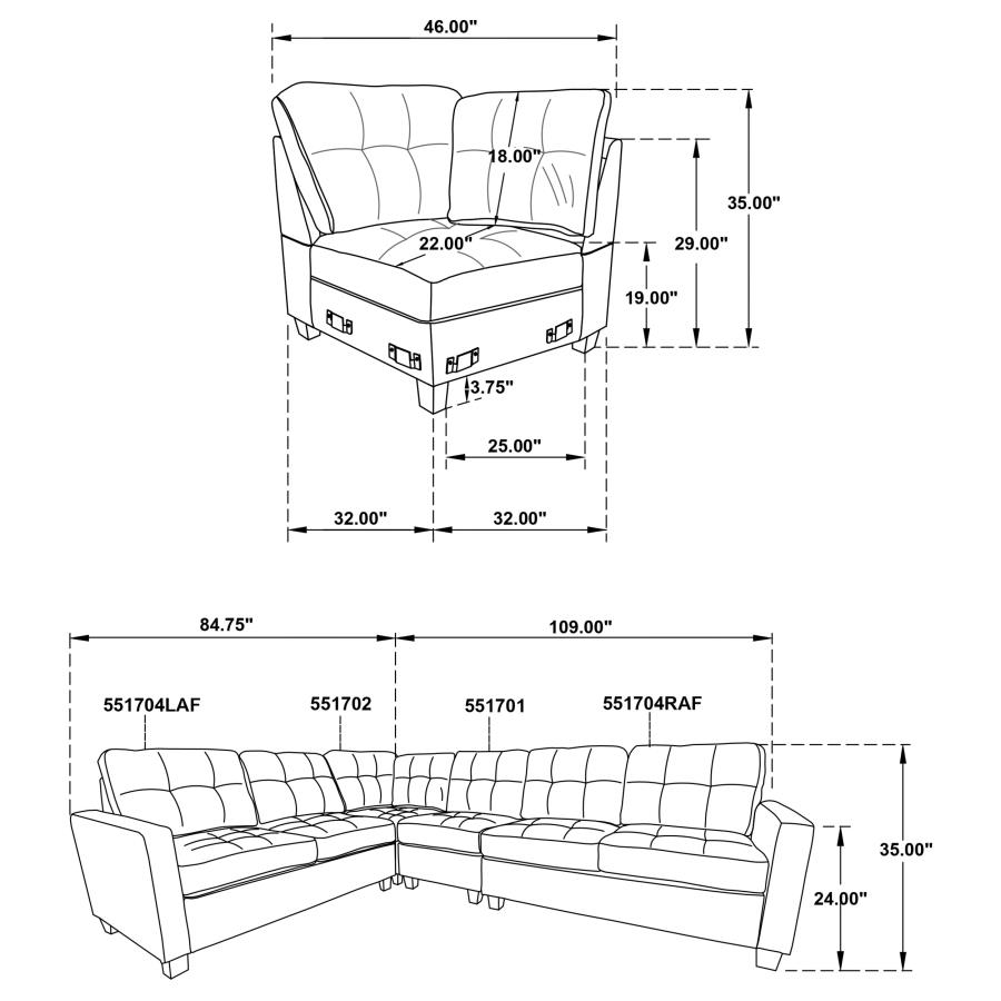 (image for) Georgina 4-piece Upholstered Modular Sectional Steel Grey