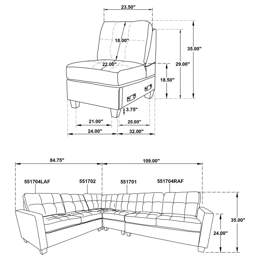 (image for) Georgina Upholstered Armless Chair Steel Grey