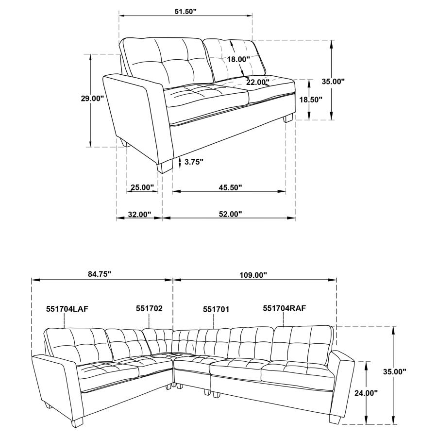 (image for) Georgina Upholstered LAF Loveseat Steel Grey