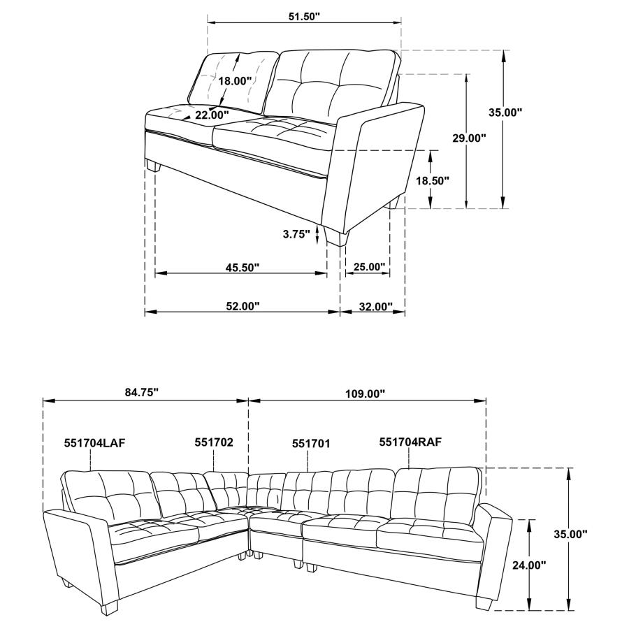 (image for) Georgina Upholstered RAF Loveseat Steel Grey