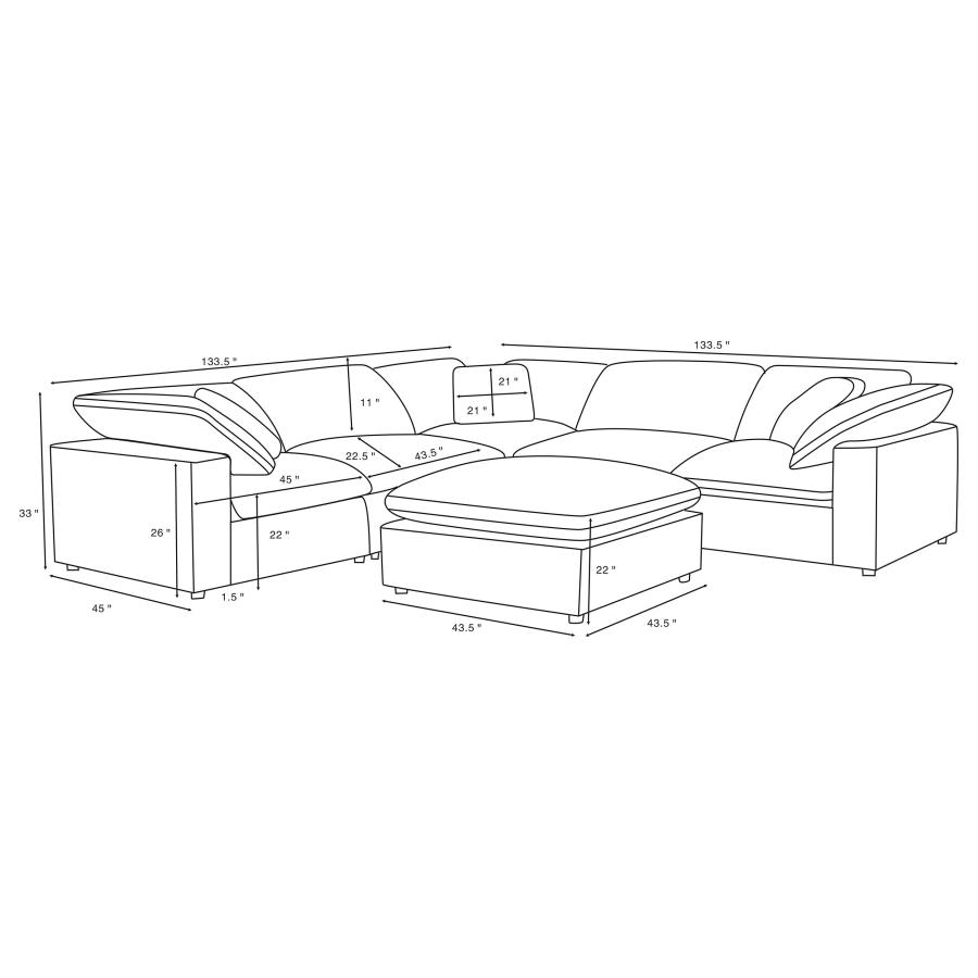 (image for) Raleigh 6-piece Boucle Upholstered Modular Sectional Ivory