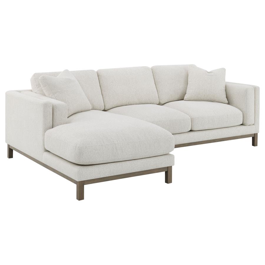 (image for) Geneva Boucle Upholstered Sectional Chaise Sofa Sand