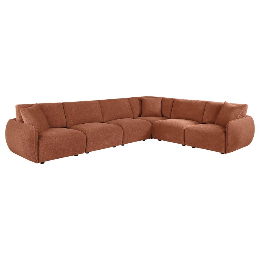 (image for) Elysia 6-piece Chenille Upholstered Modular Sectional Sofa Coral