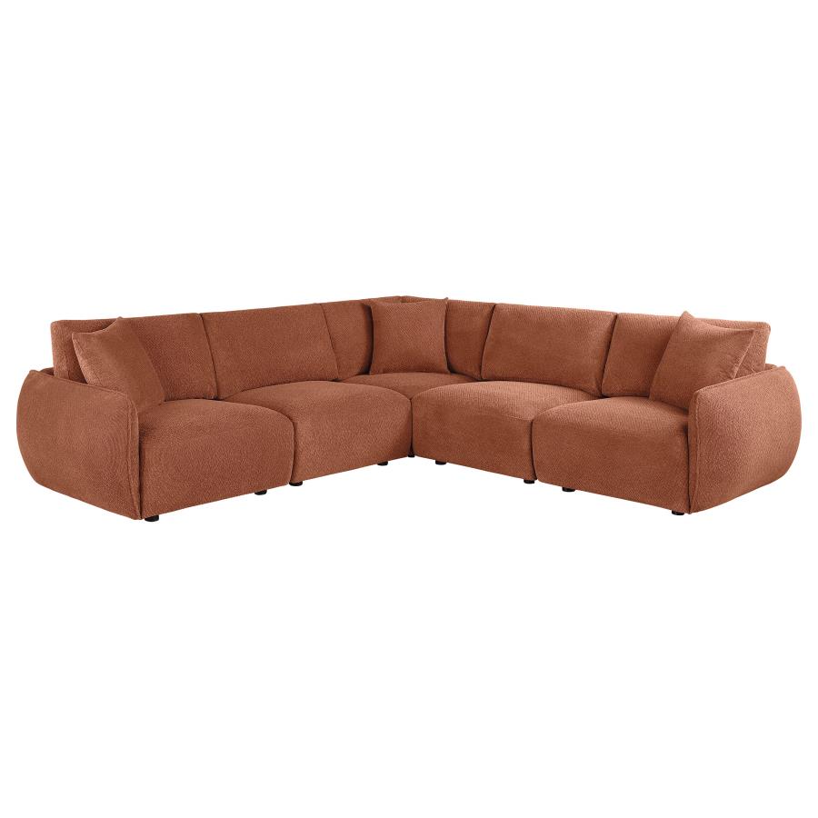 (image for) Elysia 5-piece Chenille Upholstered Modular Sectional Sofa Coral