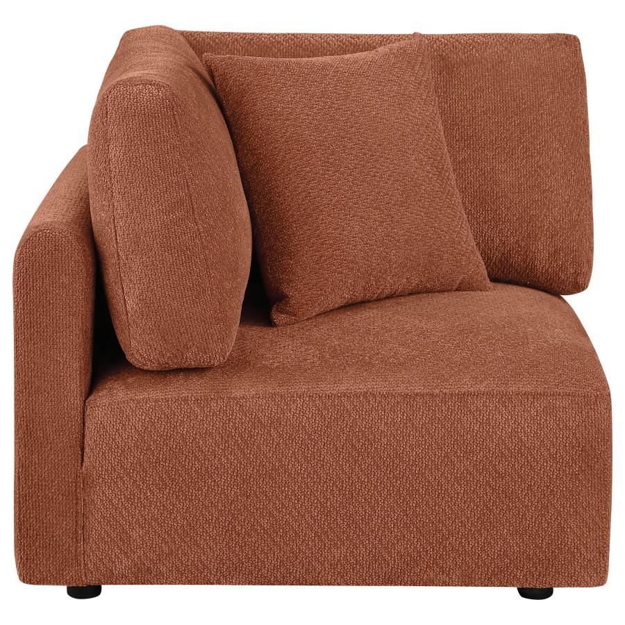 (image for) Elysia Chenille Upholstered Modular Corner Chair Coral