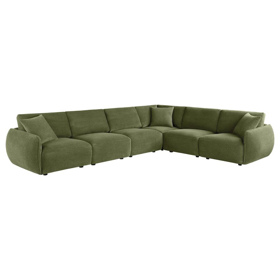 (image for) Elysia 6-piece Chenille Upholstered Modular Sectional Sofa Green