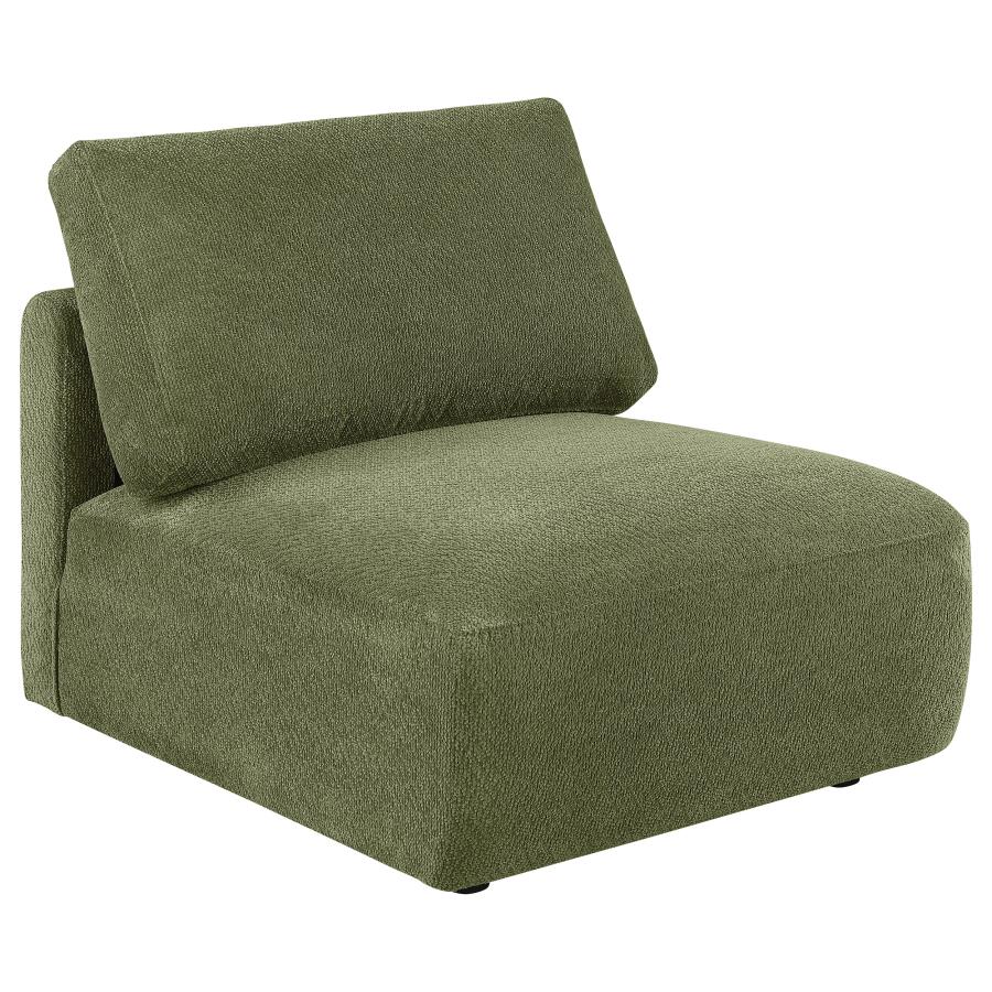 (image for) Elysia Chenille Upholstered Modular Armless Chair Green